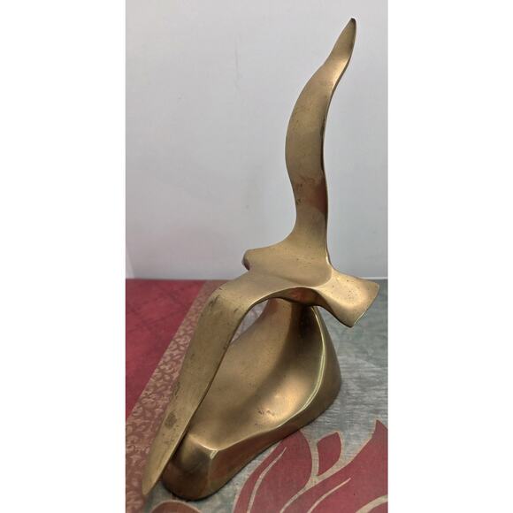 MCM Seagull in Flight Solid Brass Paperweight Figure Mid Century Modern Vtg 6.5" - Picture 9 of 9